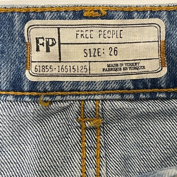 Free People Distressed Denim Mini Skirt with Floral Embroidery - Picture 5 of 7